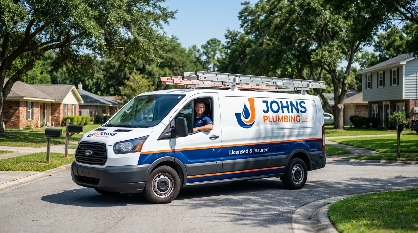 Johns Plumbing LLC service van in Osceola, WI
