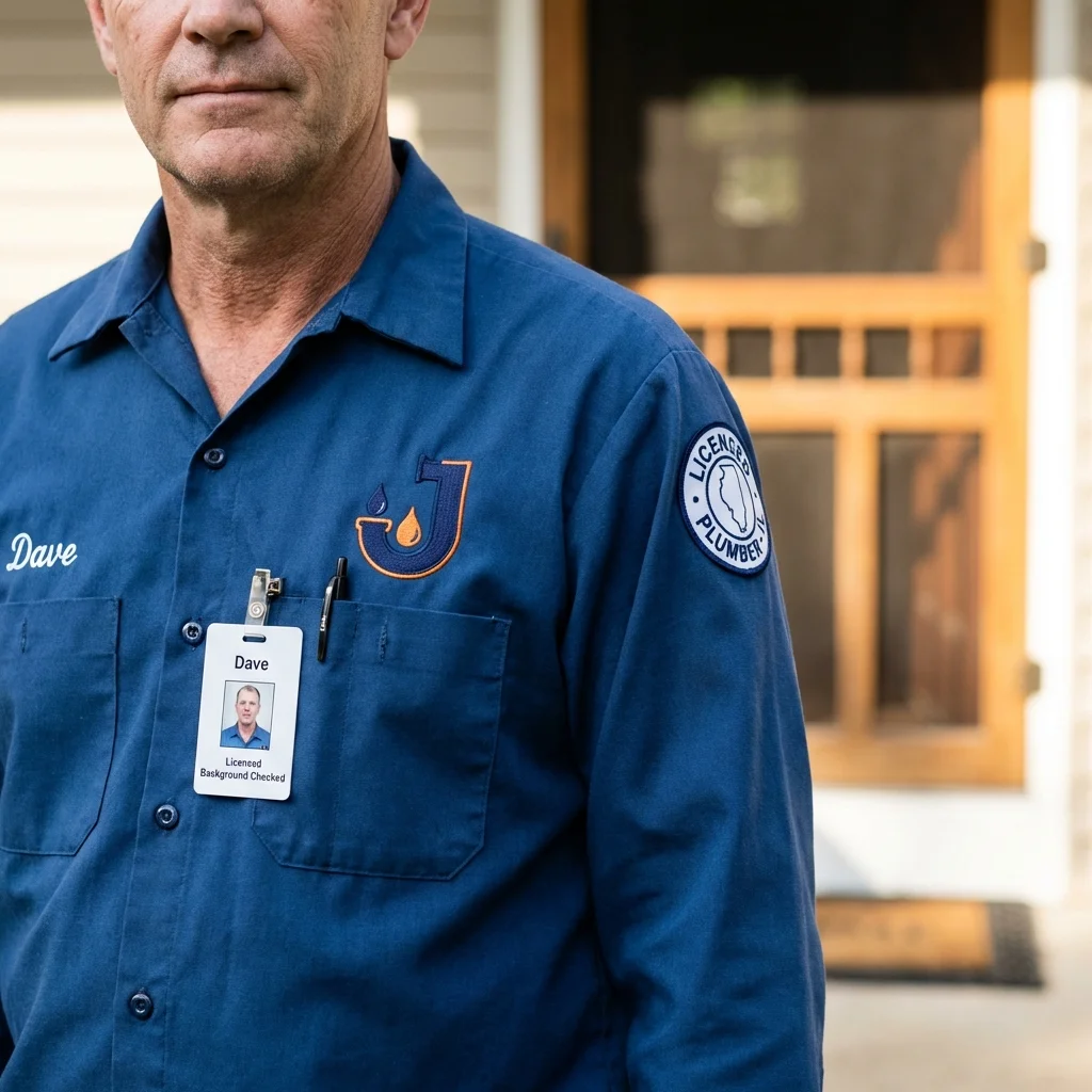 Licensed plumber showing ID badge in Osceola, WI