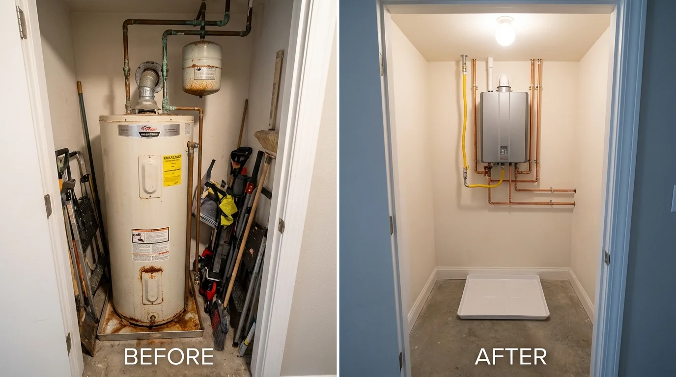 Tank water heater versus wall-mounted tankless unit comparison for Osceola, WI homeowners